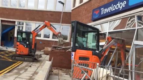 Watch: Man destroys Liverpool Travelodge with mini digger after 